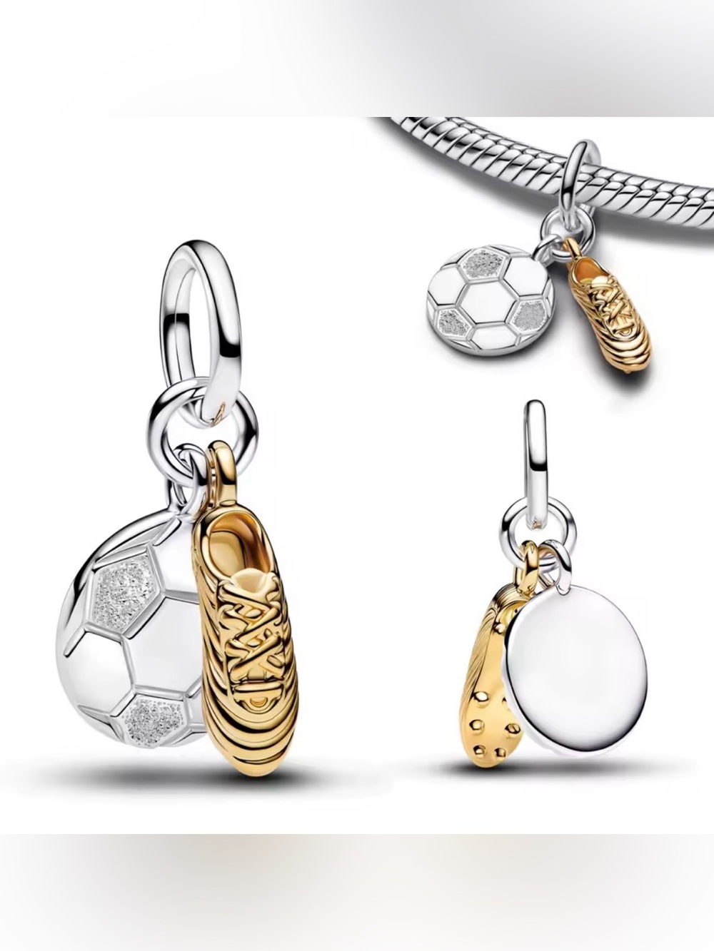 NWOT Soccer Shoe Double Dangle Charm Sterling Silver 925